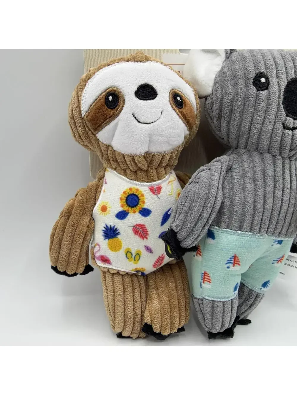 Barker & Jane Koala and Sloth 2 Pack Plush Squeaker Dog Toy New With Tags